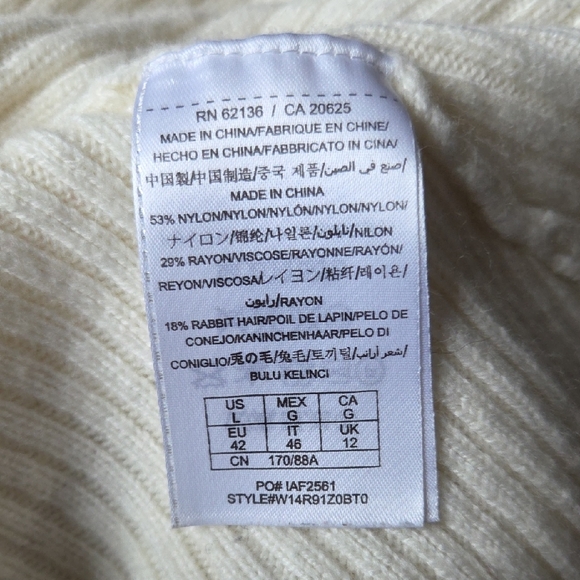 Guess Cream Rib Knit Open-Front Cardigan w Waterfall Cocoon Hem - Picture 6 of 7